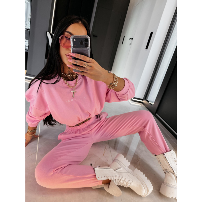 KOMPLET DRES BAWEŁNIANY DAMSKI OLAVOGA TRIPSY PINK