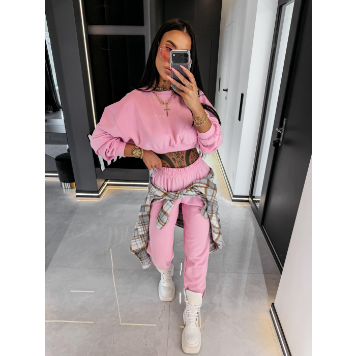 KOMPLET DRES BAWEŁNIANY DAMSKI OLAVOGA TRIPSY PINK