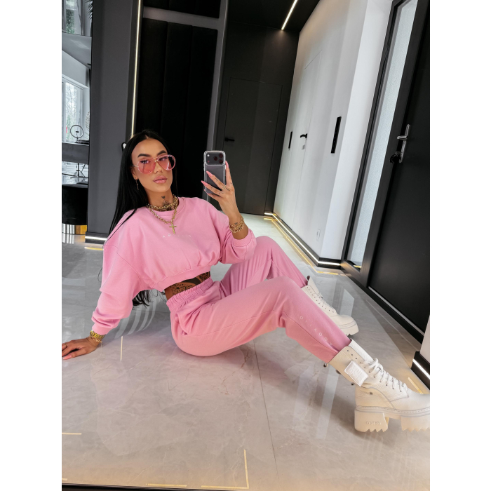 KOMPLET DRES BAWEŁNIANY DAMSKI OLAVOGA TRIPSY PINK