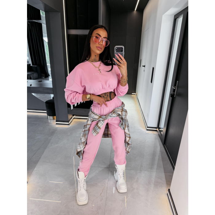KOMPLET DRES BAWEŁNIANY DAMSKI OLAVOGA TRIPSY PINK