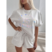 KOMPLET DRES BAWEŁNIANY DAMSKI Z KRÓTKIMI SPODENKAMI HOLO OLAVOGA STELO GRAY