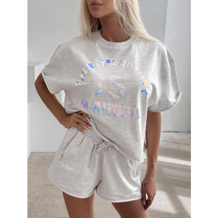 KOMPLET DRES BAWEŁNIANY DAMSKI Z KRÓTKIMI SPODENKAMI HOLO OLAVOGA STELO GRAY
