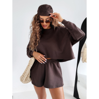 KOMPLET DRES BAWEŁNIANY DAMSKI Z KRÓTKIMI SPODENKAMI OLAVOGA NAYRO BROWN