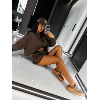 KOMPLET DRES BAWEŁNIANY DAMSKI Z KRÓTKIMI SPODENKAMI OLAVOGA NAYRO BROWN