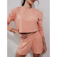 KOMPLET DRES BAWEŁNIANY DAMSKI Z KRÓTKIMI SPODENKAMI OLAVOGA WEST PEACH