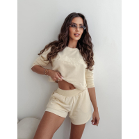 KOMPLET DRES BAWEŁNIANY DAMSKI Z KRÓTKIMI SPODENKAMI OLAVOGA WEST CREAM