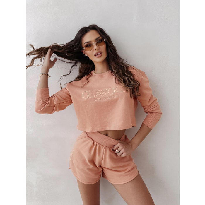KOMPLET DRES BAWEŁNIANY DAMSKI Z KRÓTKIMI SPODENKAMI OLAVOGA WEST PEACH