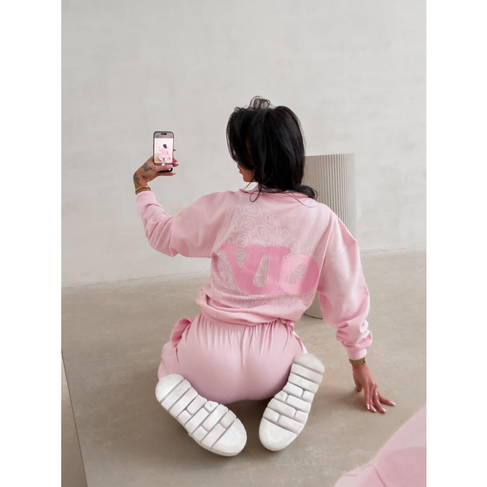 KOMPLET DRES DAMSKI BAWEŁNIANY OLAVOGA BLOOM PINK