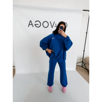 KOMPLET DRES DAMSKI BAWEŁNIANY OLAVOGA ZESTY ROYAL BLUE