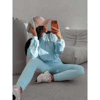 KOMPLET DRES DAMSKI BAWEŁNIANY OVERSIZE WELUROWY OLAVOGA HANDIES SKY BLUE