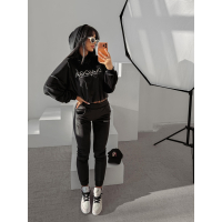 KOMPLET DRES DAMSKI BAWEŁNIANY OVERSIZE WELUROWY OLAVOGA HANDIES BLACK