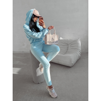 KOMPLET DRES DAMSKI BAWEŁNIANY OVERSIZE WELUROWY OLAVOGA HANDIES SKY BLUE