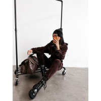 KOMPLET DRES DAMSKI BAWEŁNIANY OVERSIZE WELUROWY OLAVOGA PRISM BROWN