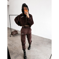 KOMPLET DRES DAMSKI BAWEŁNIANY OVERSIZE WELUROWY OLAVOGA PRISM BROWN