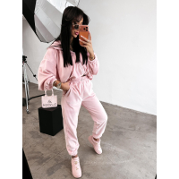 KOMPLET DRES DAMSKI BAWEŁNIANY OVERSIZE WELUROWY OLAVOGA PRISM PUDER