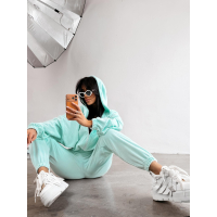 KOMPLET DRES DAMSKI BAWEŁNIANY OVERSIZE WELUROWY OLAVOGA PRISM MINT