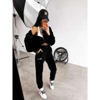 KOMPLET DRES DAMSKI BAWEŁNIANY OVERSIZE WELUROWY OLAVOGA PRISM BLACK
