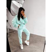 KOMPLET DRES DAMSKI BAWEŁNIANY OVERSIZE WELUROWY OLAVOGA PRISM MINT
