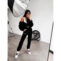KOMPLET DRES DAMSKI BAWEŁNIANY OVERSIZE WELUROWY OLAVOGA PRISM BLACK