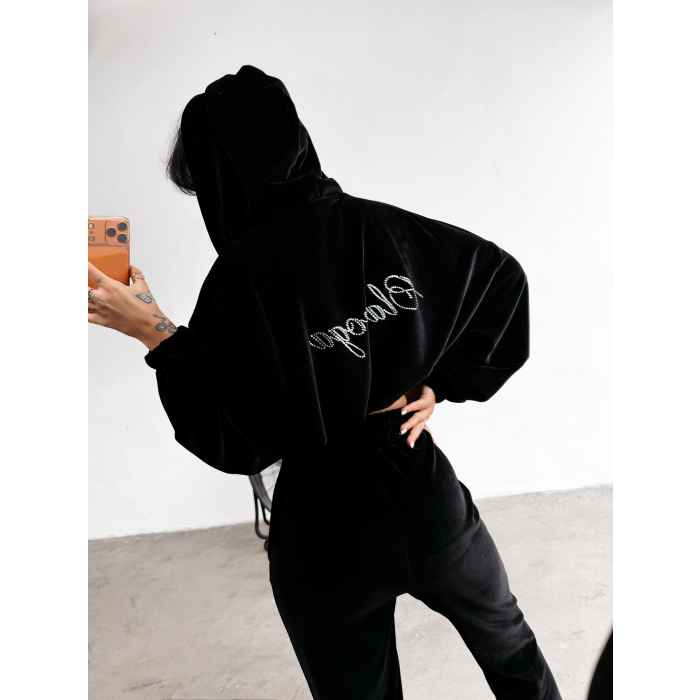 KOMPLET DRES DAMSKI BAWEŁNIANY OVERSIZE WELUROWY OLAVOGA PRISM BLACK