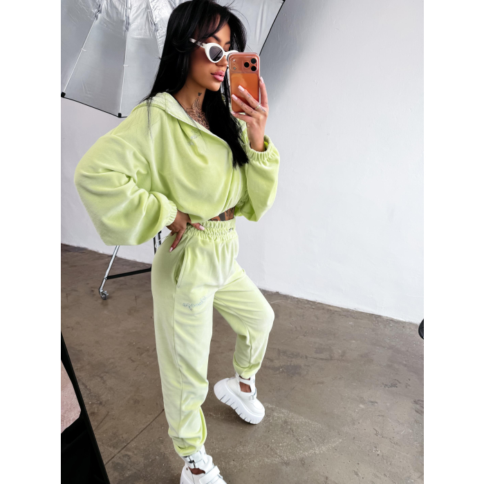 KOMPLET DRES DAMSKI BAWEŁNIANY OVERSIZE WELUROWY OLAVOGA PRISM YELLOW