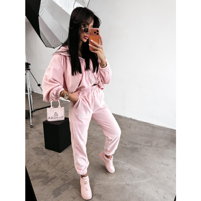 KOMPLET DRES DAMSKI BAWEŁNIANY OVERSIZE WELUROWY OLAVOGA PRISM PUDER
