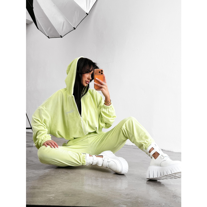 KOMPLET DRES DAMSKI BAWEŁNIANY OVERSIZE WELUROWY OLAVOGA PRISM YELLOW