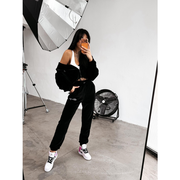 KOMPLET DRES DAMSKI BAWEŁNIANY OVERSIZE WELUROWY OLAVOGA PRISM BLACK