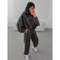 KOMPLET DRES DAMSKI BAWEŁNIANY OVERSIZE Z CEKINAMI OLAVOGA STONY BROWN