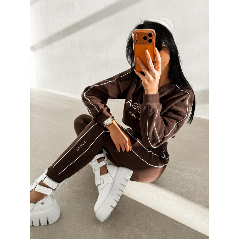 KOMPLET DRES DAMSKI POLAROWY LAMPAS OLAVOGA LENTO BROWN