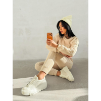 KOMPLET DRES DAMSKI POLAROWY LAMPAS OLAVOGA LENTO BEIGE