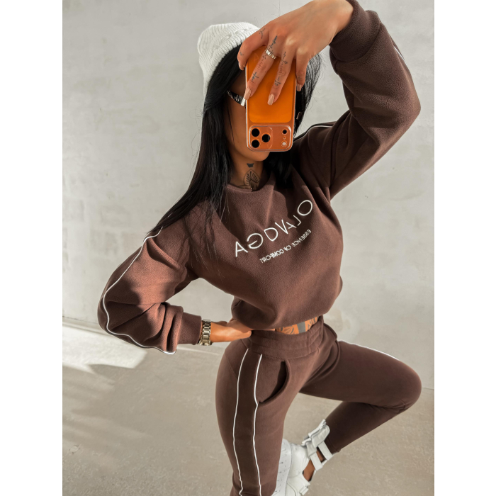 KOMPLET DRES DAMSKI POLAROWY LAMPAS OLAVOGA LENTO BROWN