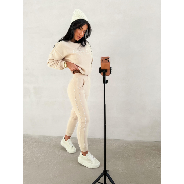 KOMPLET DRES DAMSKI POLAROWY LAMPAS OLAVOGA LENTO BEIGE