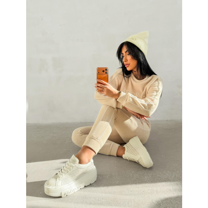 KOMPLET DRES DAMSKI POLAROWY LAMPAS OLAVOGA LENTO BEIGE