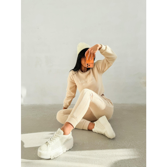 KOMPLET DRES DAMSKI POLAROWY LAMPAS OLAVOGA LENTO BEIGE