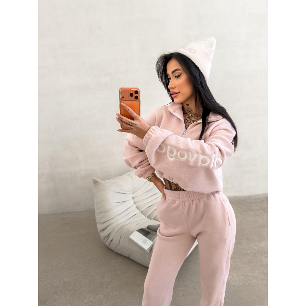 KOMPLET DRES DAMSKI POLAROWY OVERSIZE OLAVOGA COZIER PUDER BEIGE