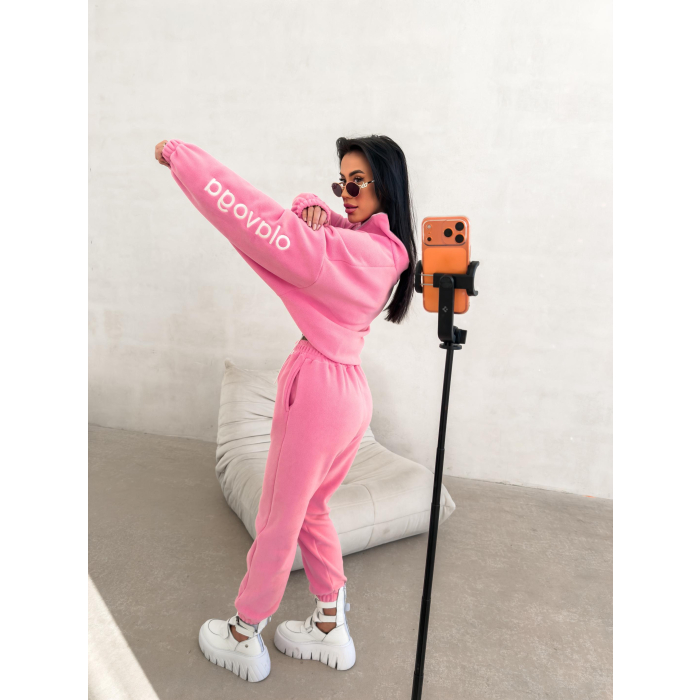 KOMPLET DRES DAMSKI POLAROWY OVERSIZE OLAVOGA COZIER PINK