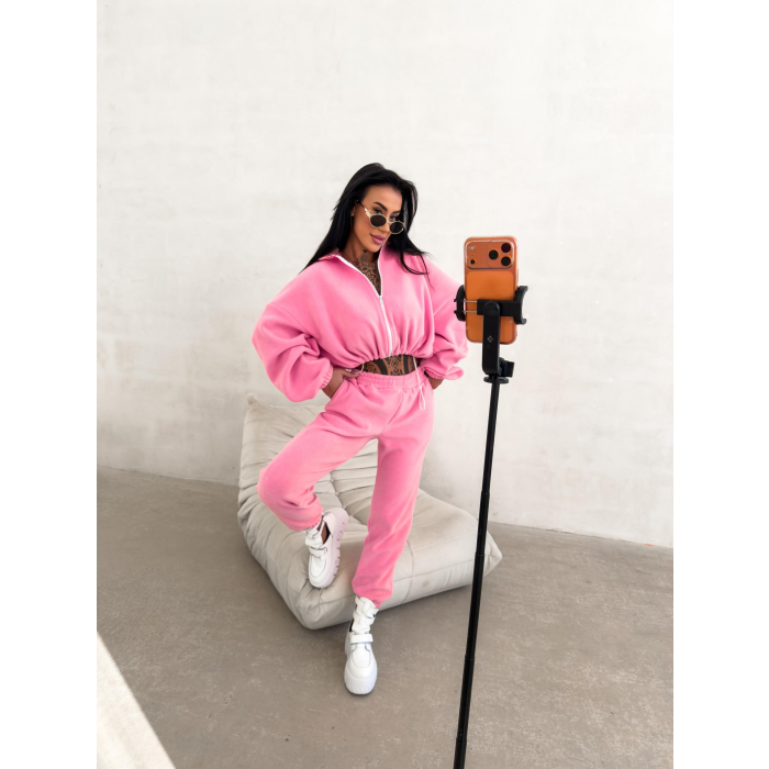 KOMPLET DRES DAMSKI POLAROWY OVERSIZE OLAVOGA COZIER PINK