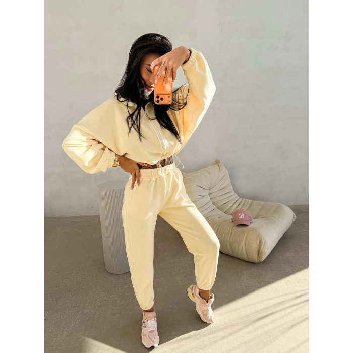 KOMPLET DRES DAMSKI POLAROWY OVERSIZE OLAVOGA COZIER COCONUT