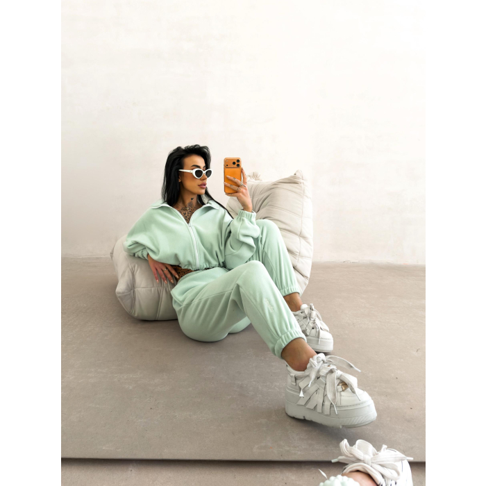 KOMPLET DRES DAMSKI POLAROWY OVERSIZE OLAVOGA COZIER MINT