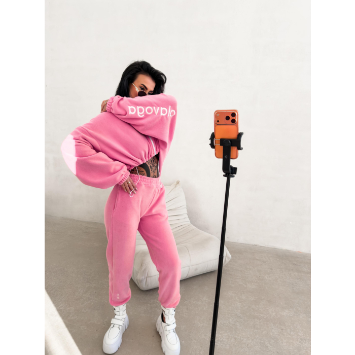 KOMPLET DRES DAMSKI POLAROWY OVERSIZE OLAVOGA COZIER PINK