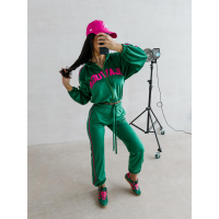 KOMPLET DRES DAMSKI WELUROWY LAMPASY OLAVOGA AVONI GREEN