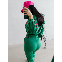 KOMPLET DRES DAMSKI WELUROWY LAMPASY OLAVOGA AVONI GREEN