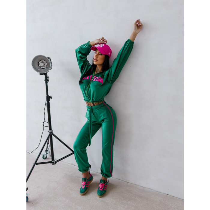 KOMPLET DRES DAMSKI WELUROWY LAMPASY OLAVOGA AVONI GREEN