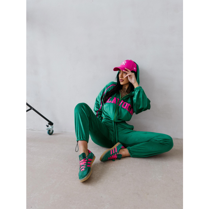 KOMPLET DRES DAMSKI WELUROWY LAMPASY OLAVOGA AVONI GREEN
