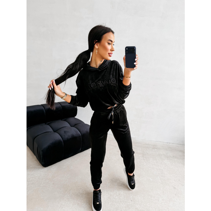 KOMPLET DRES DAMSKI WELUROWY OLAVOGA BELORE BLACK