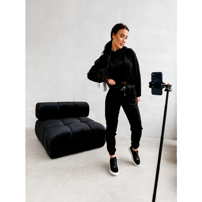 KOMPLET DRES DAMSKI WELUROWY OLAVOGA BELORE BLACK