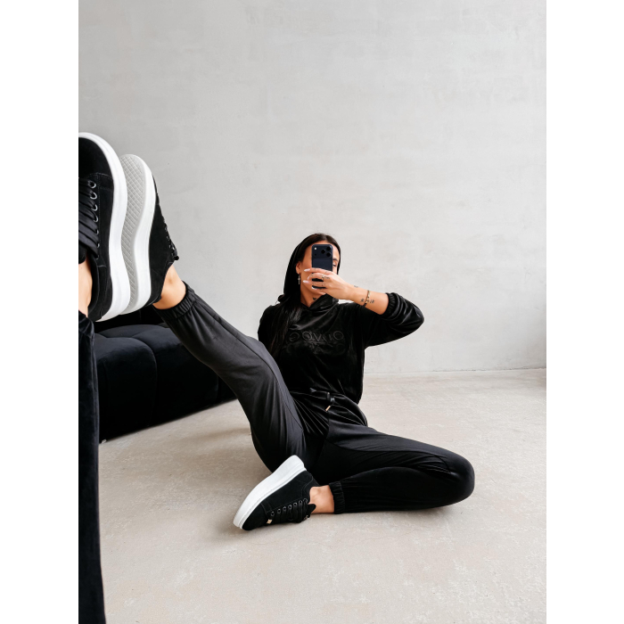 KOMPLET DRES DAMSKI WELUROWY OLAVOGA BELORE BLACK