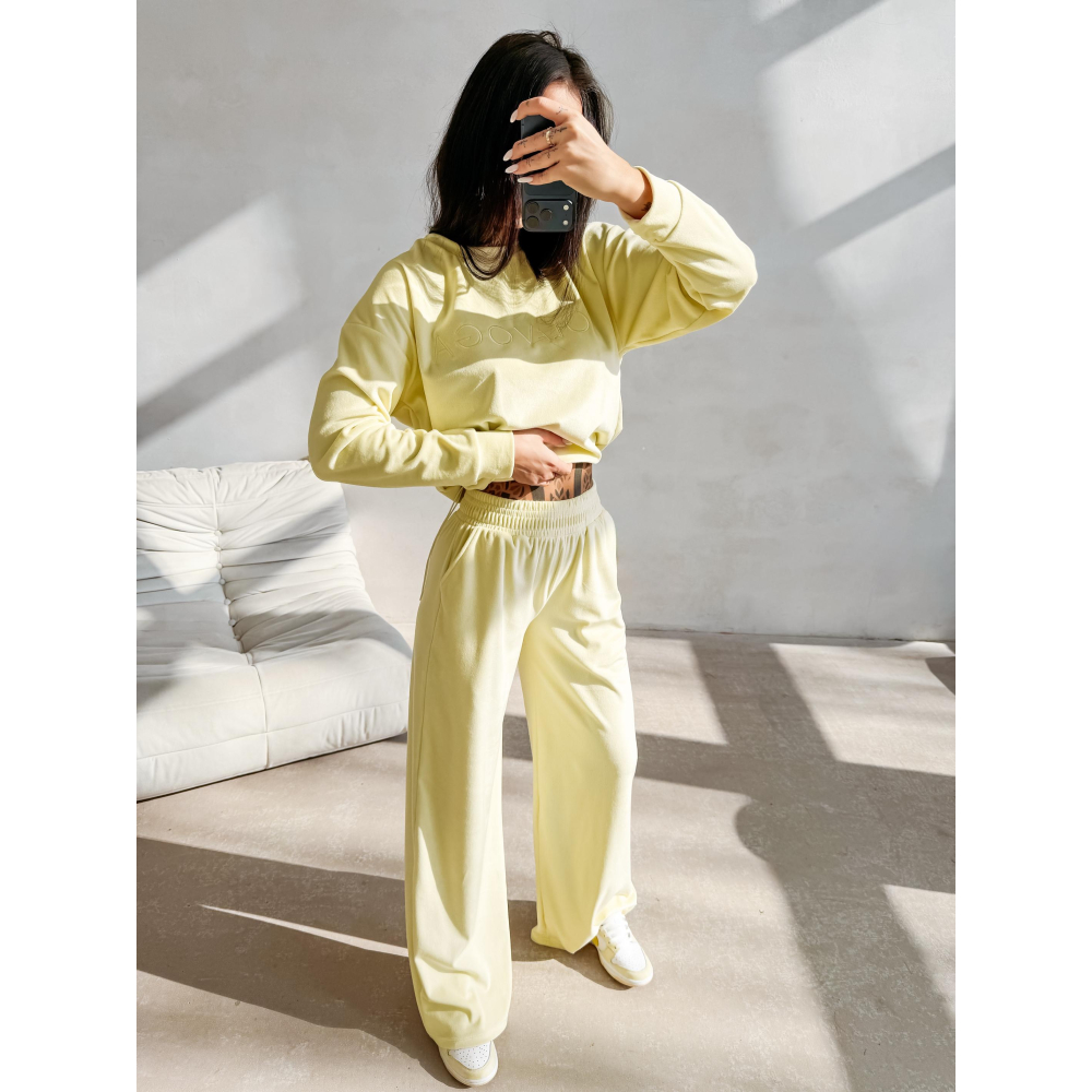 KOMPLET DRES DAMSKI WELUROWY OLAVOGA IMPERIAL YELLOW