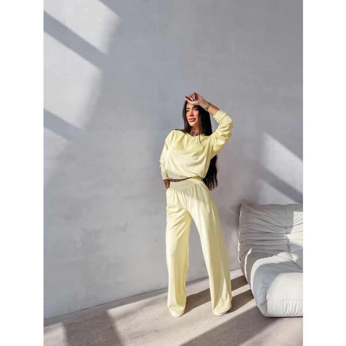KOMPLET DRES DAMSKI WELUROWY OLAVOGA IMPERIAL YELLOW